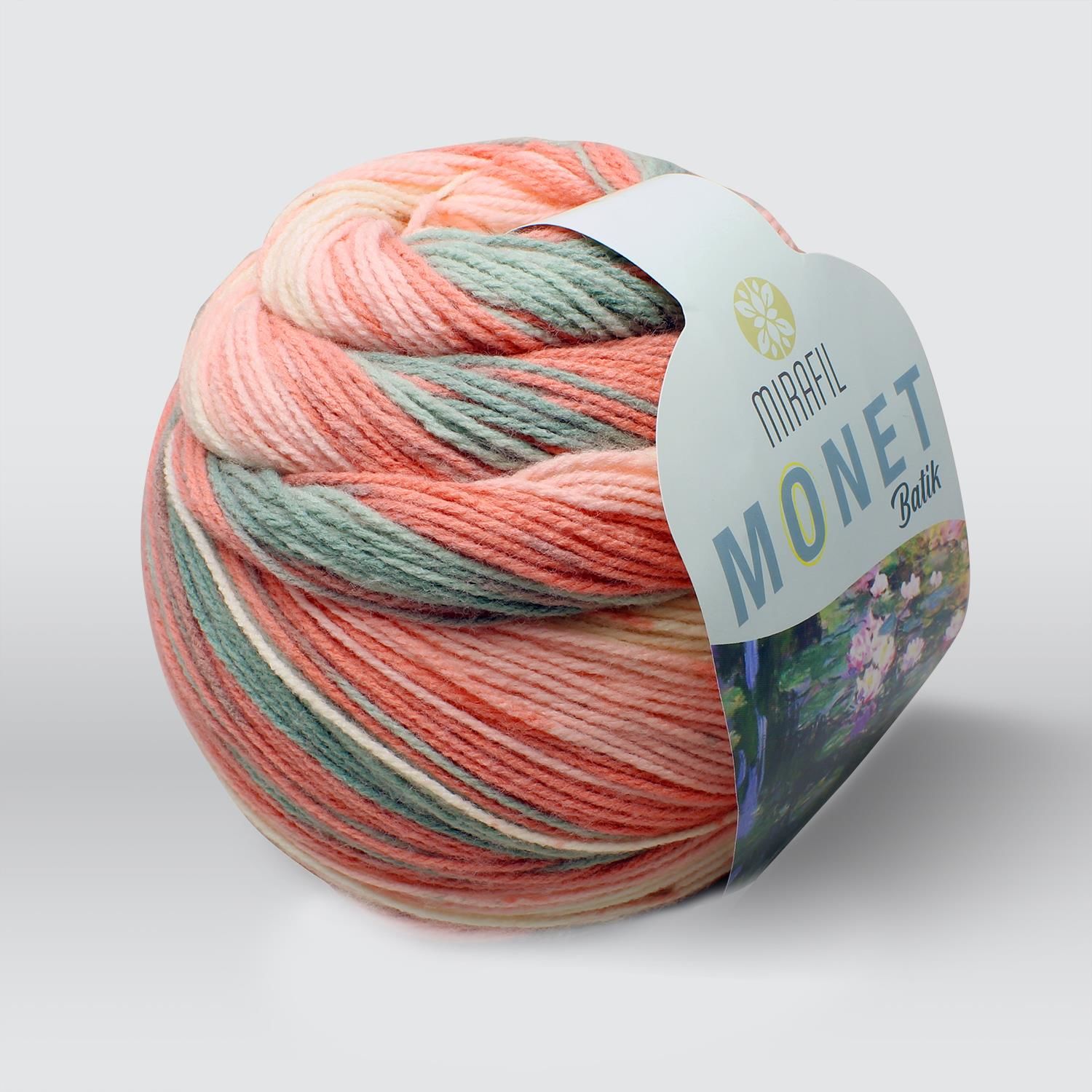 MONET BATIK Multicolor Maxi 150 Gr çok renkli iplik 855- EKRU+YEŞİL+PUDRA